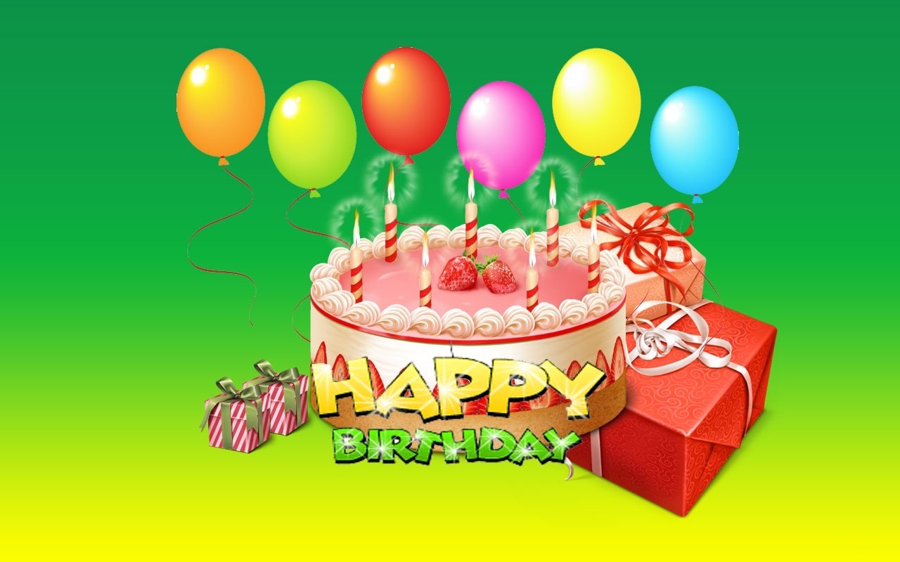 Happy Birthday Balloons With Cake