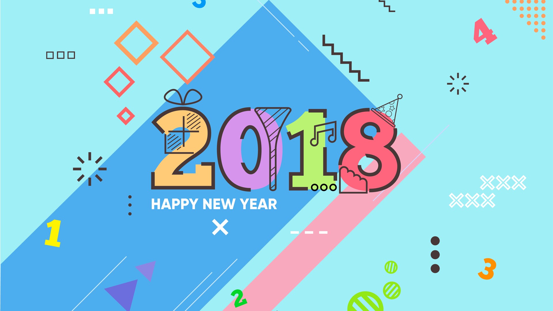 New Year 2018 HD Wallpaper With Math Theme